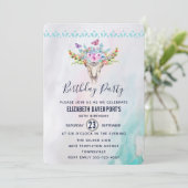Invitation Crâne Boho avec papillons et fleurs Anniversaire (Debout devant)