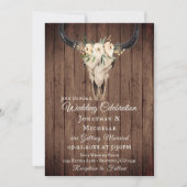 Invitation Crâne boho rustique sur bois tout en un Mariage (Devant)