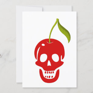 Invitation crâne cerise squelette halloween gothique