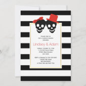 Invitation Crâne couple rouge Halloween mariages couples douc (Devant)