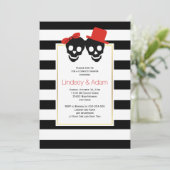 Invitation Crâne couple rouge Halloween mariages couples douc (Debout devant)