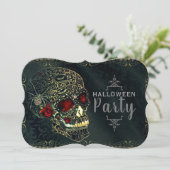 Invitation Crâne de araignée et roses glamour gothique (Debout devant)