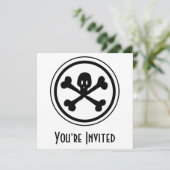 Invitation Crâne de bande dessinée et logo d'os croisés (Debout devant)