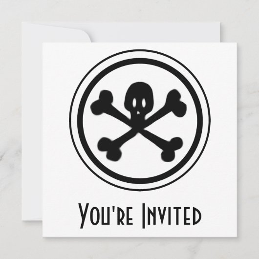 Invitation Crâne de bande dessinée et logo d'os croisés (Devant)