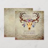 Invitation Crâne de Cerf avec Bois Rustique Mariage Campagnar (Devant / Derrière)
