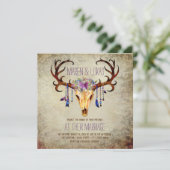 Invitation Crâne de Cerf avec Bois Rustique Mariage Campagnar (Debout devant)