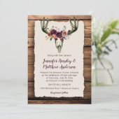 Invitation Crâne de cerf Bouquet floral pourpre foncé Grange (Debout devant)