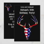 Invitation Crâne de chasse aux cerfs patriotiques (Devant / Derrière)