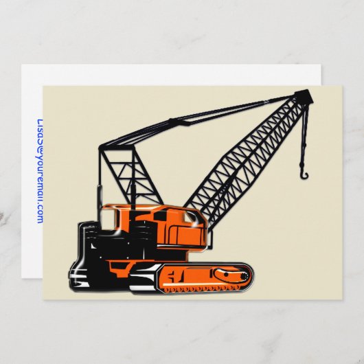 Invitation Crane de construction orange (Devant / Derrière)