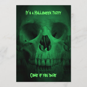 Invitation Crâne de fête d'Halloween vert