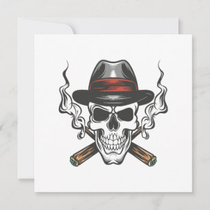 Invitation Crâne de gangster avec casquette fedora