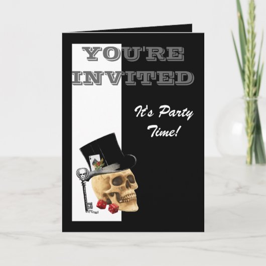 Invitation Crâne de jeu gothique drôle de Steampunk (Devant)