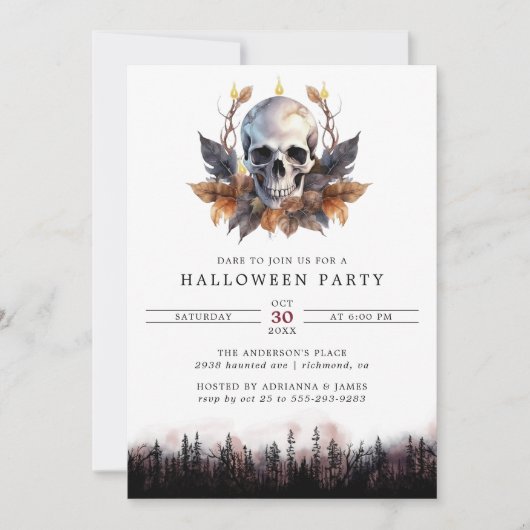 Invitation Crâne de la forêt foncée Jardin extérieur fête d'H (Devant)