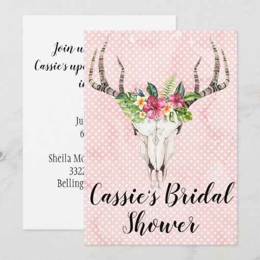 Invitation Crâne de l'île Boho (Devant / Derrière)