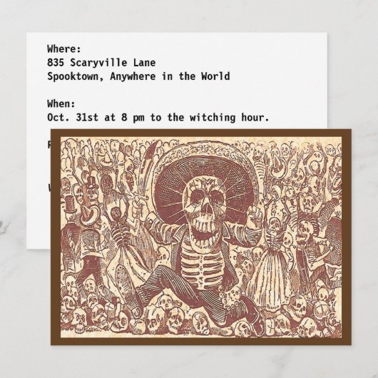 Invitation Crâne de Oaxaca, La Calavera Oaxaqueña (Devant / Derrière)