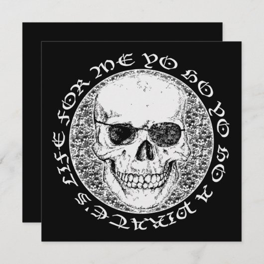 Invitation crâne de pirate (Devant / Derrière)