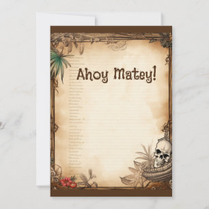 Invitation Crâne de pirate Parle comme un pirate anniversaire