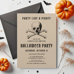 Invitation Crâne de pirate vintage et os de Halloween