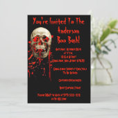 Invitation Crâne de rire noir et rouge Code QR Halloween Part (Debout devant)