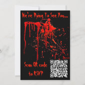 Invitation Crâne de rire noir et rouge Code QR Halloween Part (Dos)
