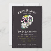Invitation Crâne de sucre à l'aquarelle Dia De Los Muertos Fê (Devant)