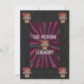 Invitation Crâne de sucre en bois sculpté avec des Couronnes  (Dos)