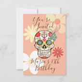 Invitation Crâne de Sucre Rose Douce de Hanche de Rose Hippie (Devant)