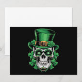 Invitation Crâne de Sucre St Patrick Jour Chanceux Trèfle  (Devant / Derrière)