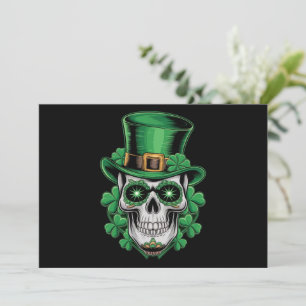 Invitation Crâne de Sucre St Patrick Jour Chanceux Trèfle