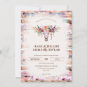 Invitation Crâne de vache floral rustique de Boho occidental (Devant)