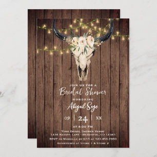 Invitation Crâne de vache florale Boho sur Fête des mariées d