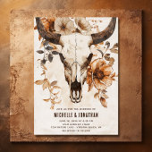 Invitation Crâne de vache rousse Floral Boho Western Mariage