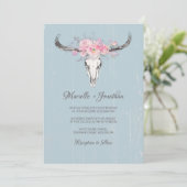Invitation Crâne de vache rustique Boho Blush Floral Aquarell (Debout devant)