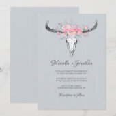 Invitation Crâne de vache rustique Boho Blush Floral Aquarell (Devant / Derrière)