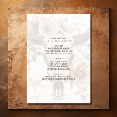 Invitation Crâne de vache rustique Floral Fête des mariées de