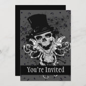 Invitation Crâne Déplaisant avec chapeau supérieur (Devant / Derrière)