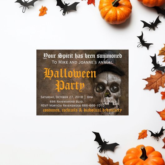 Invitation Crâne Déplaisant crâne Éffrayant avec parti d'Hall