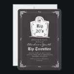 Invitation Crâne des années 20 de RIP Black 30th Birthday Par<br><div class="desc">RIP 20s Black Funny 30th Birthday Party Invitation</div>