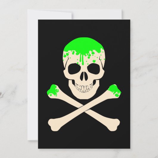 Invitation crâne d'Halloween slime squelette de crossbones (Devant)
