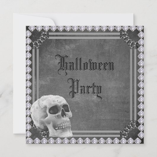 Invitation Crâne & Diamants Double Face Halloween (Devant)