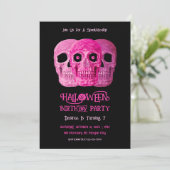 Invitation Crâne Drôle Gothique Fille rose Halloween Annivers (Debout devant)