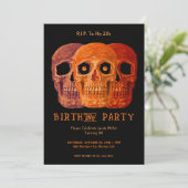 Invitation Crâne drôle Orange Gothique Anniversaire RIP à ses (Debout devant)