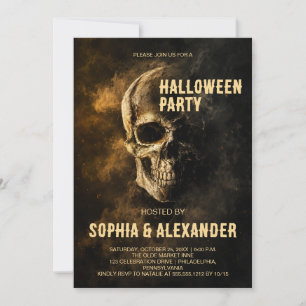 Invitation Crâne effrayant Nuit sinistre Fête d'Halloween
