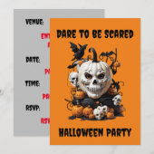 Invitation Crâne effrayant personnalisé Fête d'Halloween (Devant / Derrière)