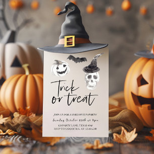 Invitation Crâne effrayant Trick or Treat Fête d'Halloween