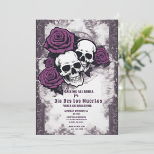 Invitation Crâne en Sucre Rustique - Jour des Mort