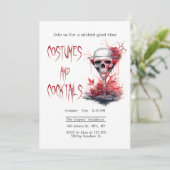 Invitation Crâne en verre de cocktail Halloween Déplaisant (Debout devant)