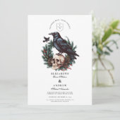 Invitation Crâne et corbeau de pin gothique (Debout devant)