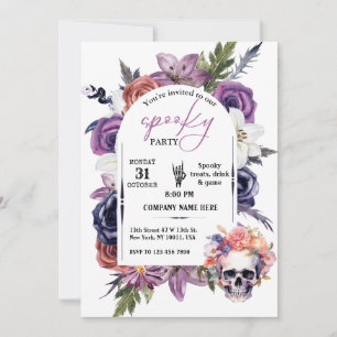 Invitation Crâne et design floral Petite entreprise Halloween