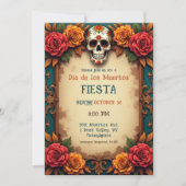 Invitation 💀 🎉 crâne et manuscrits, Día de Muertos (Devant)